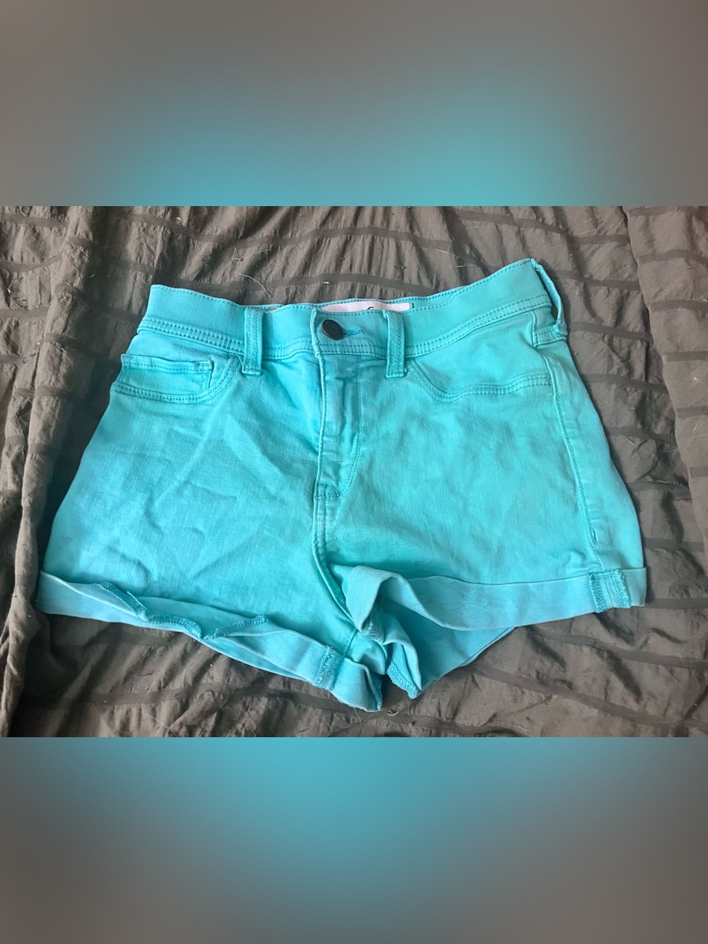 Hollister Turquoise Blue Denim Jean Shorts Size 3 W26